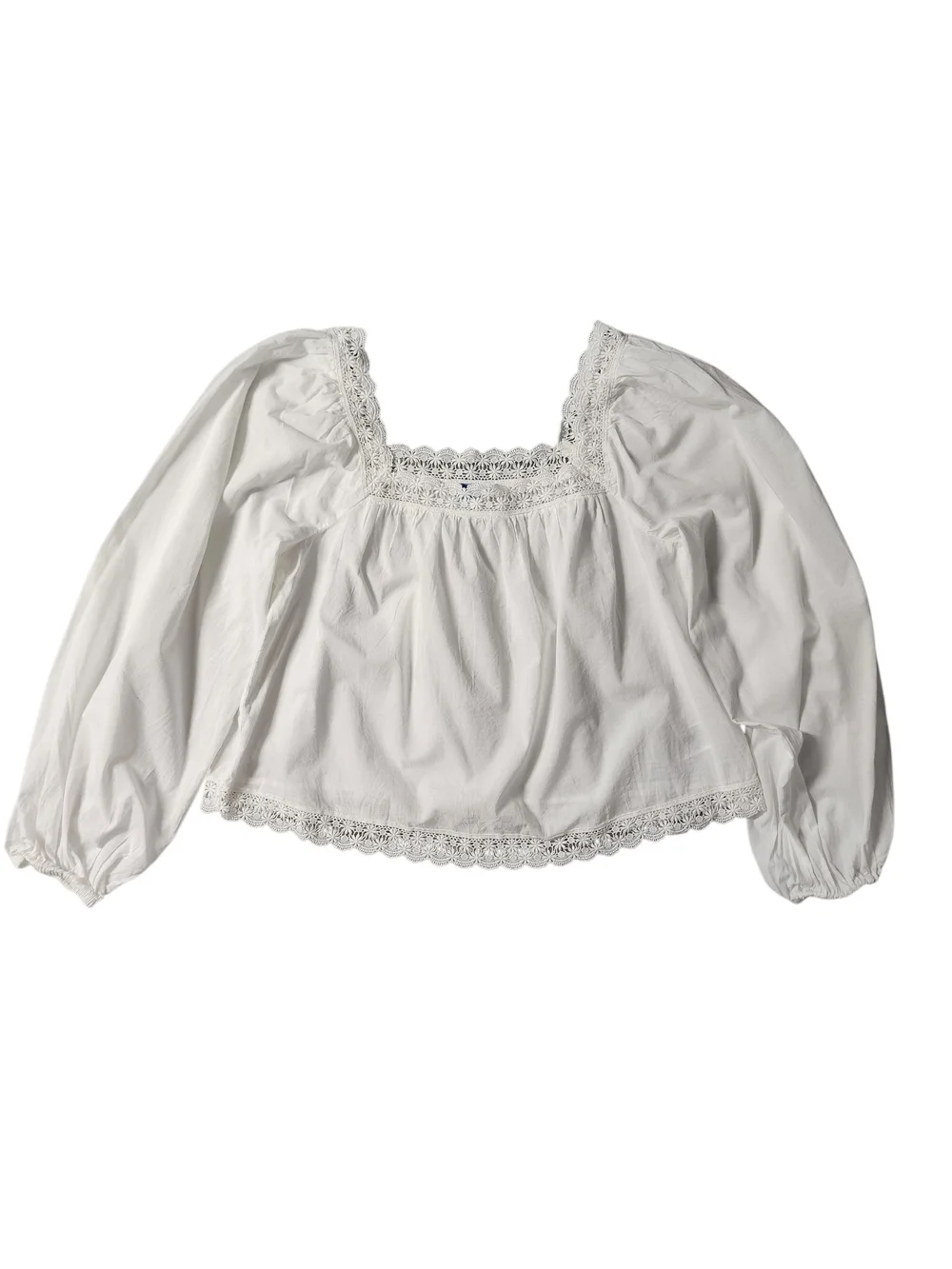 Old Navy White Lace-Trim Square Neck Blouse Size Medium